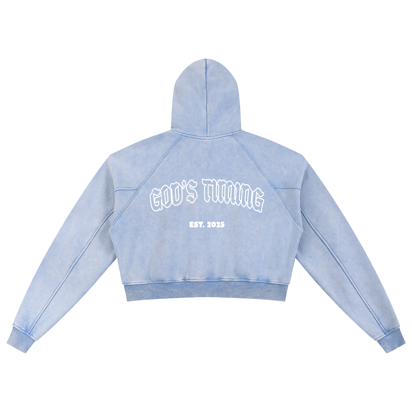 God's timing - Snow Washed Cropped Hoodie