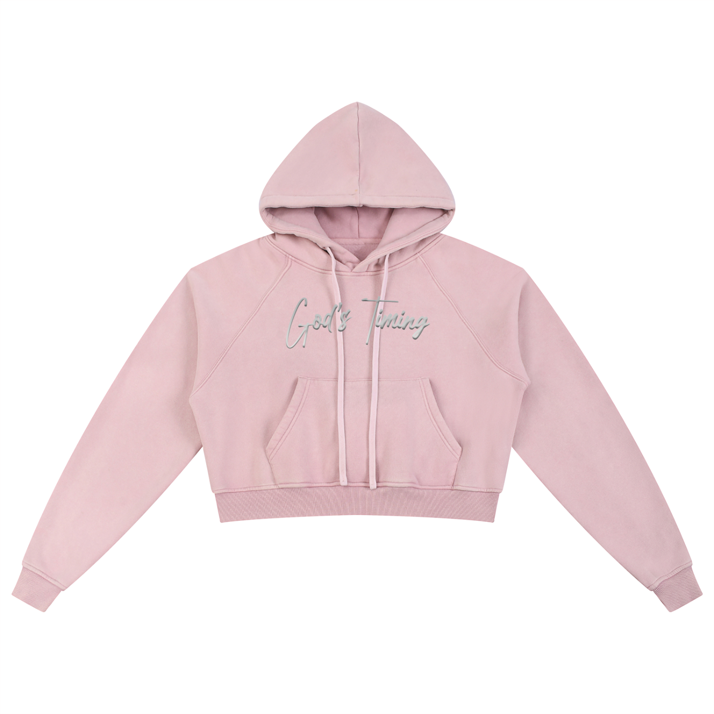 God's timing - Snow Washed Cropped Hoodie