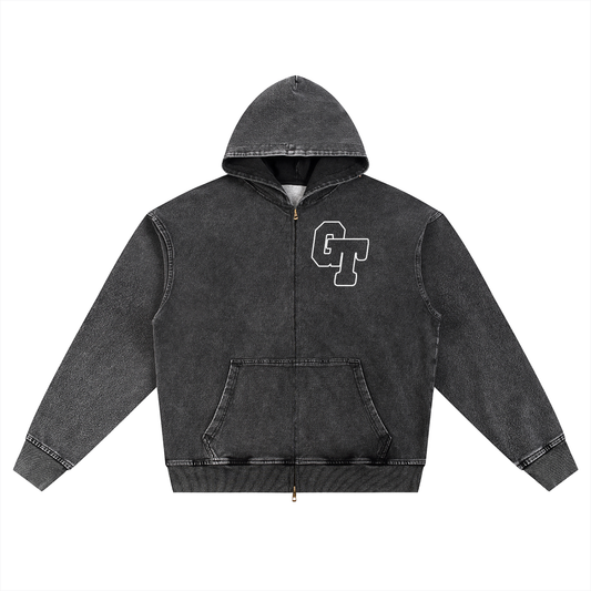 GT Snow Wash Oversized Zip-Up Hoodie