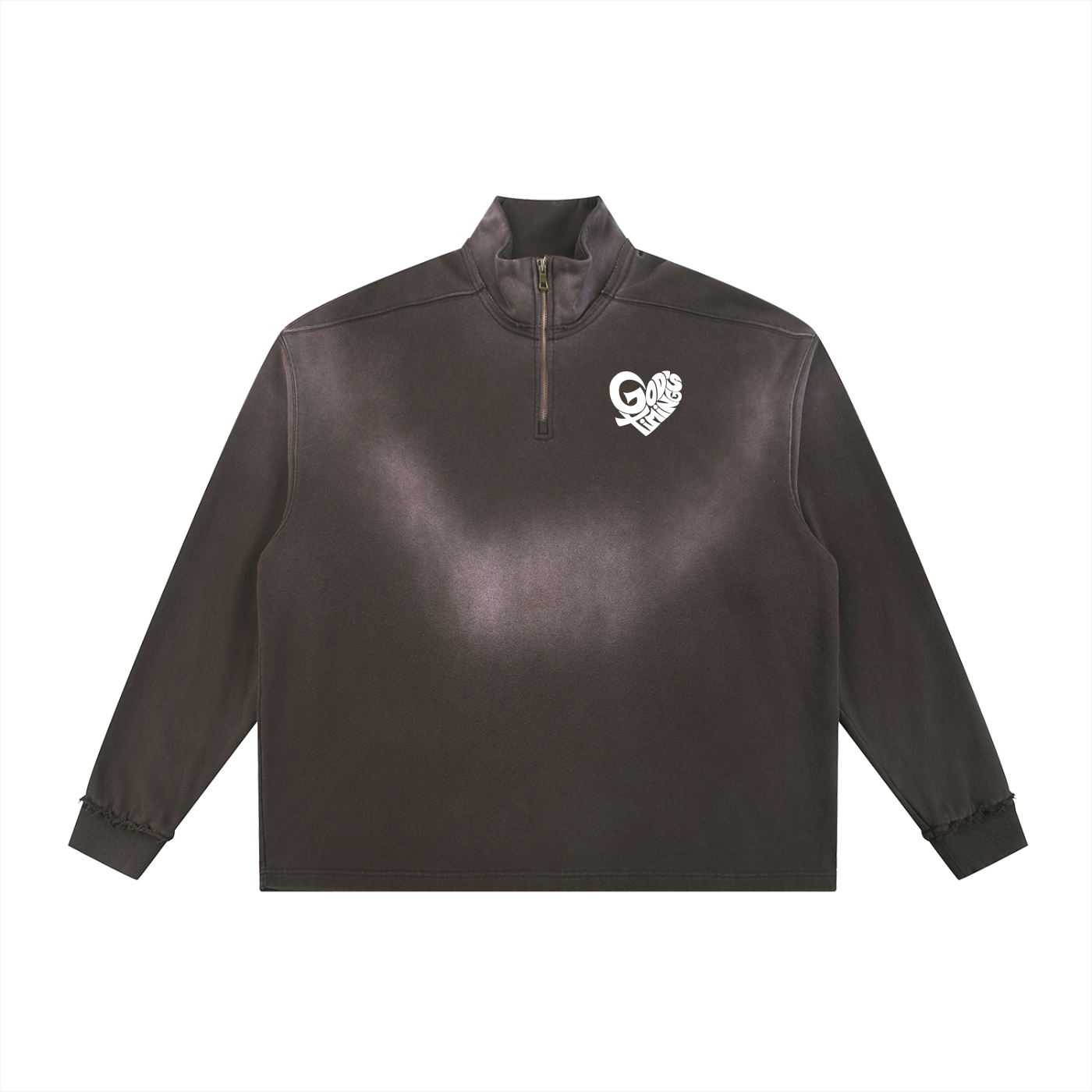 Sun Fade Raw Edge Quarter-Zip Sweatshirt