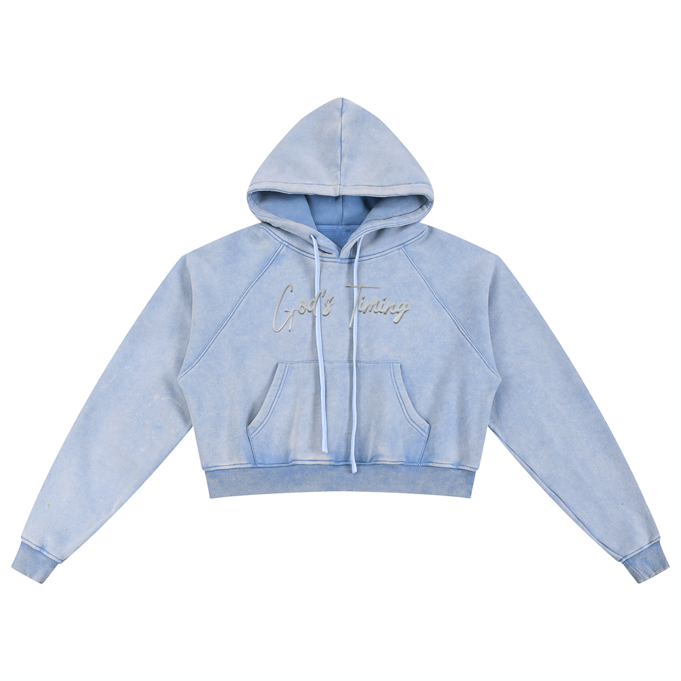 God's timing - Snow Washed Cropped Hoodie