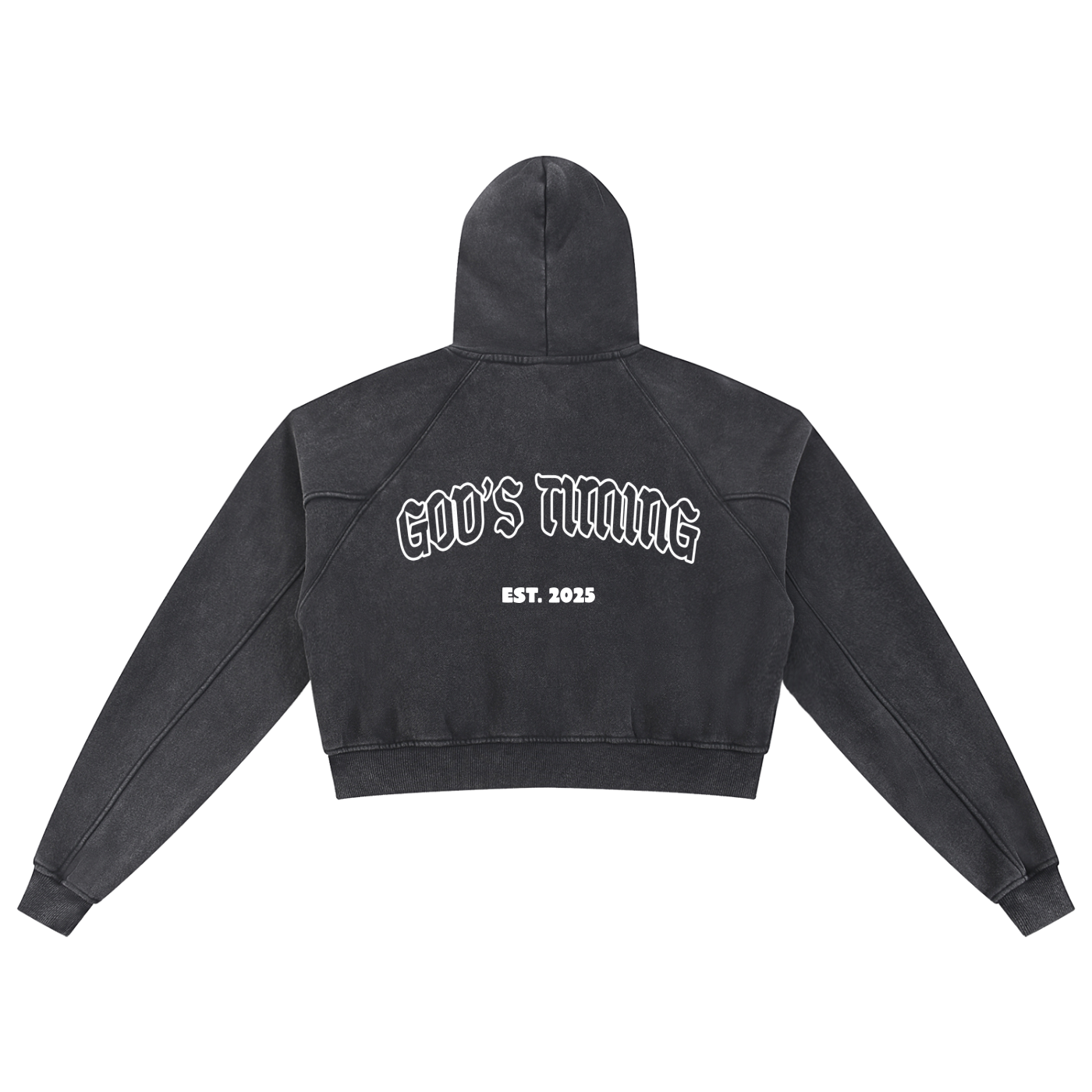 God's timing - Snow Washed Cropped Hoodie